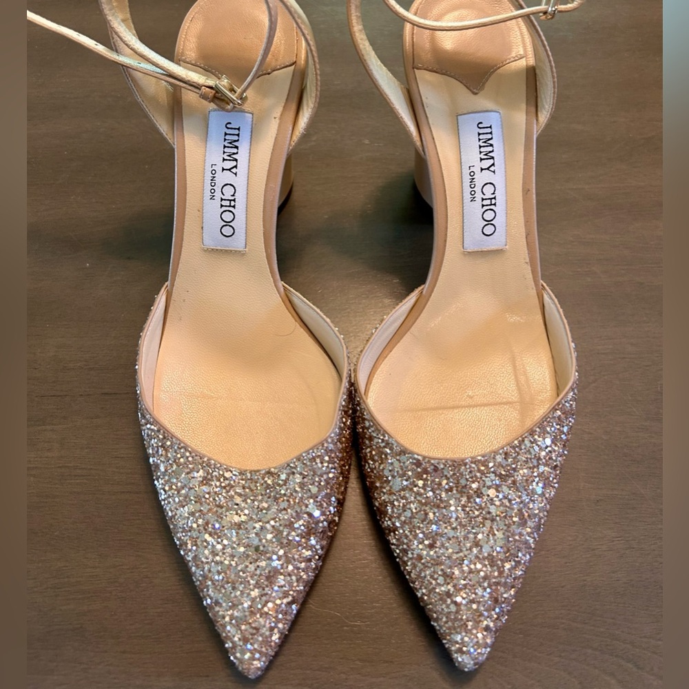 Jimmy Choo Sparkling Gold Heels